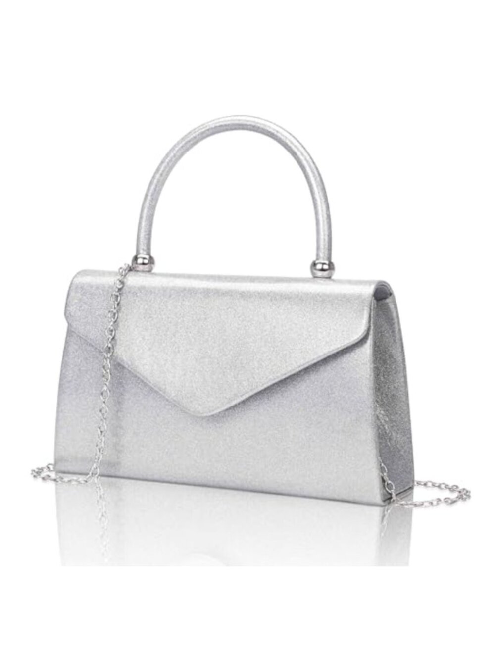 Vegan Leather Envelope Clutch Purse with Chain Strap Evening Bag